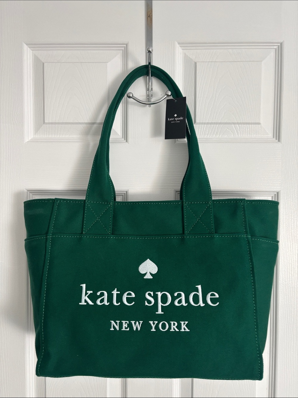 kate spade Emerald Green Canvas Logo Tote